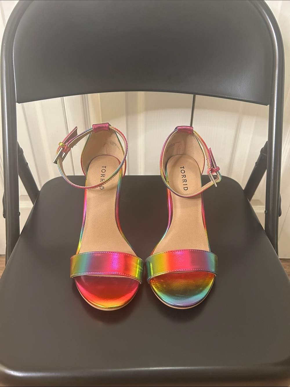 Torrid Iridescent Rainbow Ankle-Strap Heels
